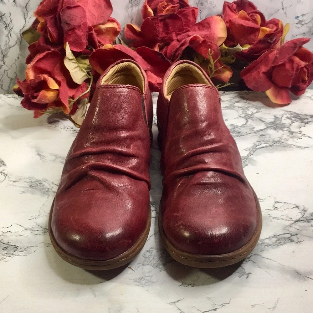 QVC Comfortiva Slouch Burgundy Florian Leather Comfort Loafers